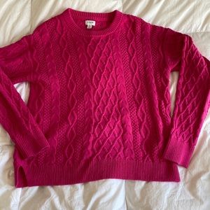 J. Crew Bright Pink Cable Knit Sweater